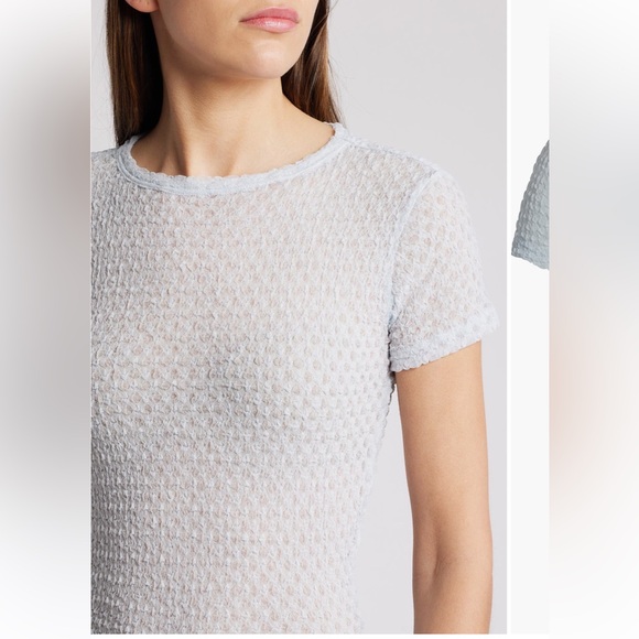 Frame Denim Tops - Frame NWOT Light Blue Mesh Baby Tee S